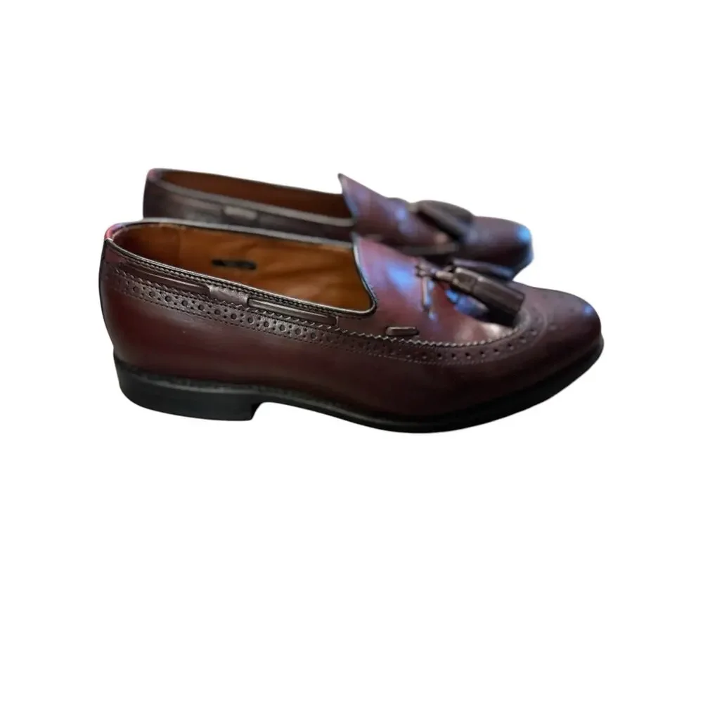 Allen Edmonds Manchester Tassel Loafer Shoe Men Size 9 Burgundy Leather